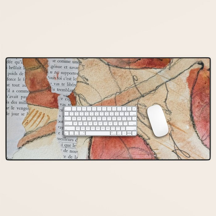 joy - botanical mixed media watercolor abstract Desk Mat Gallery Image 1