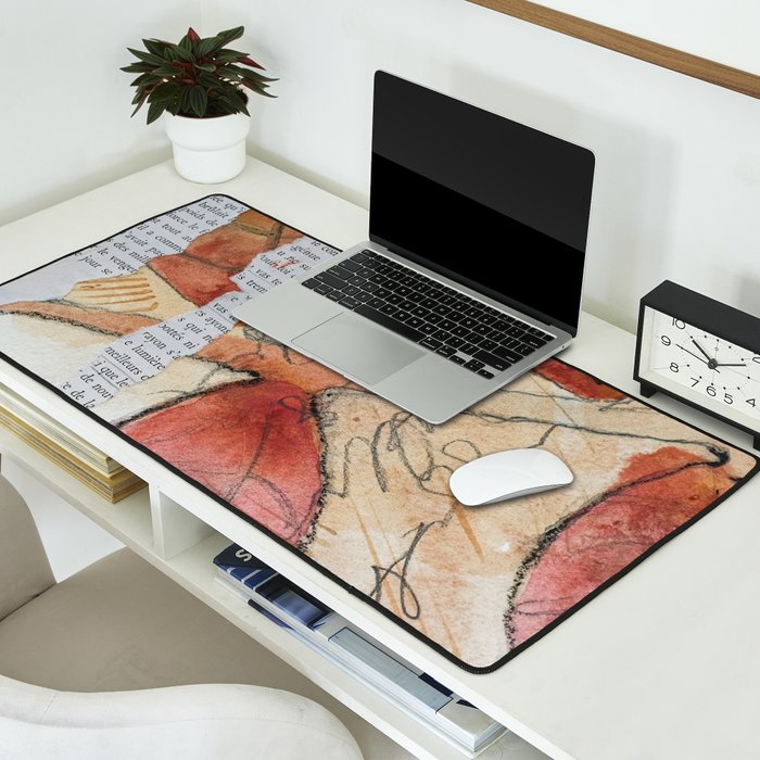 joy - botanical mixed media watercolor abstract Desk Mat Gallery Image 2