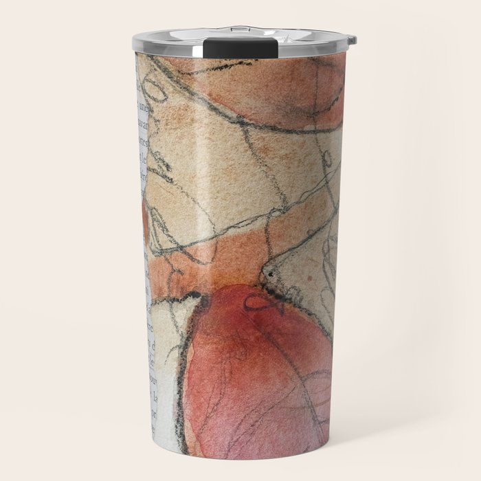joy - botanical mixed media watercolor abstract Travel Mug Gallery Image 1