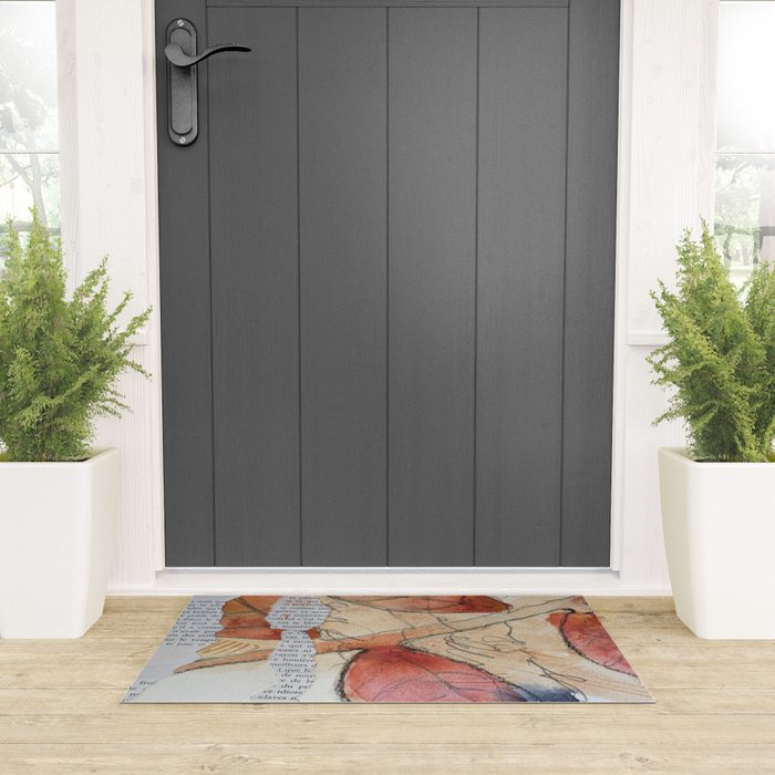 joy - botanical mixed media watercolor abstract Welcome Mat Gallery Image 3