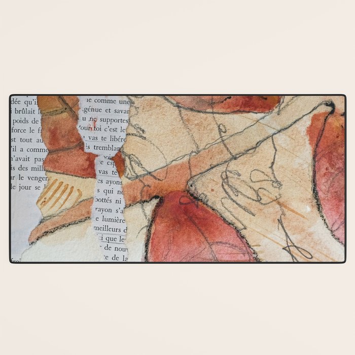 joy - botanical mixed media watercolor abstract Desk Mat Gallery Image 3