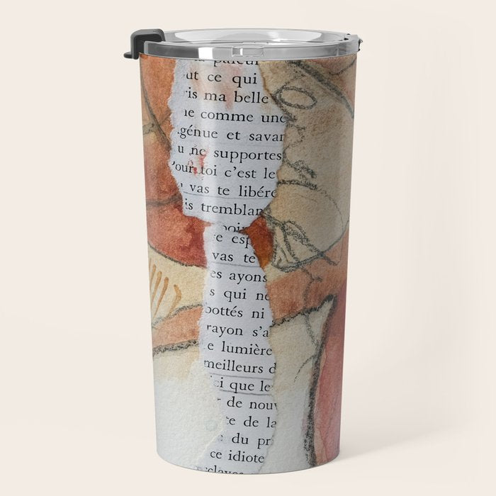 joy - botanical mixed media watercolor abstract Travel Mug Gallery Image 3