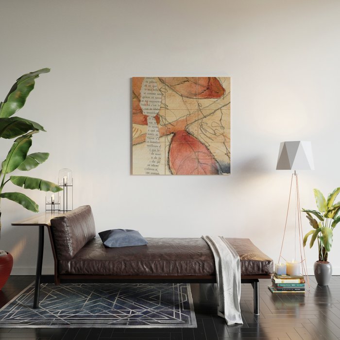 joy - botanical mixed media watercolor abstract Wood Wall Art Gallery Image 2