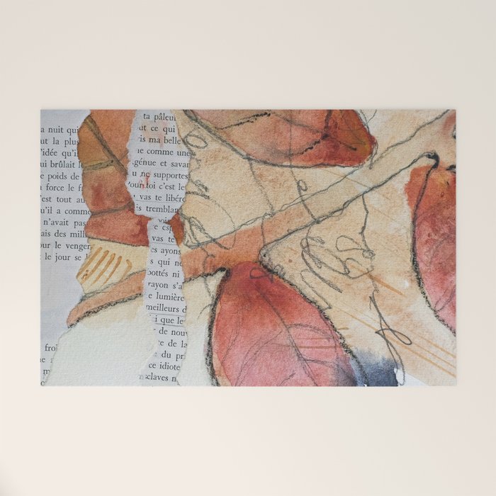 joy - botanical mixed media watercolor abstract Welcome Mat Gallery Image 1