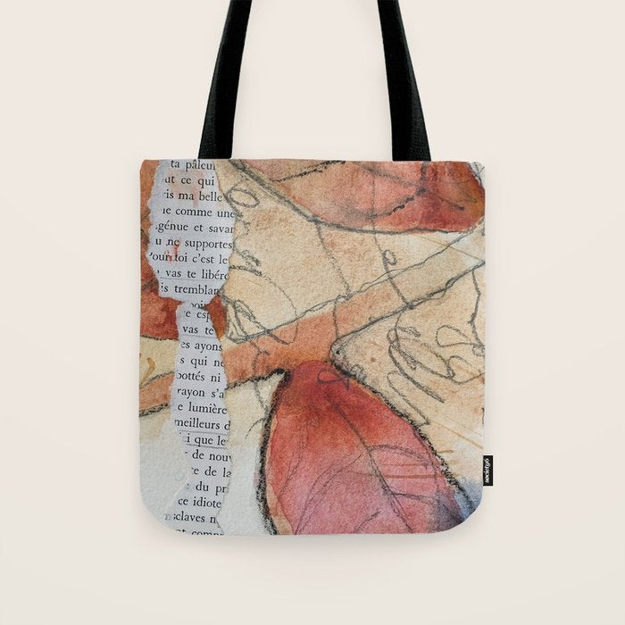 joy - botanical mixed media watercolor abstract Tote Bag Gallery Image 1