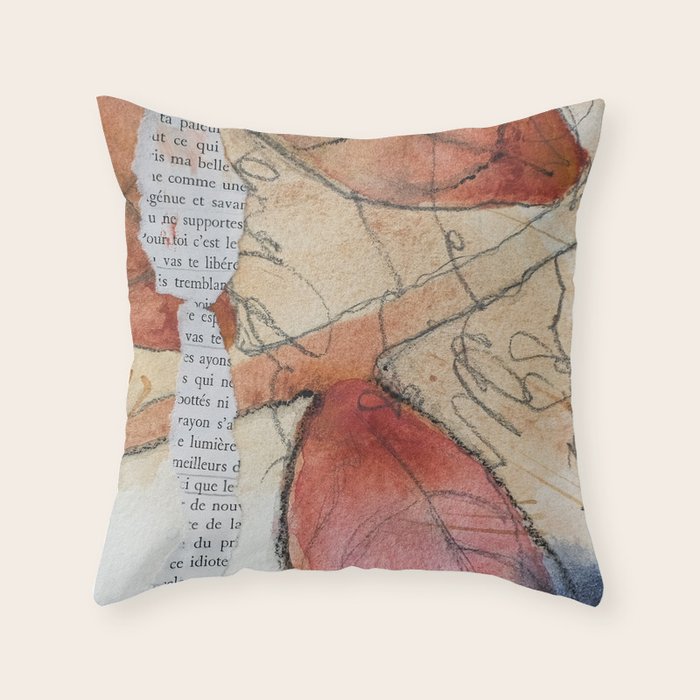 joy - botanical mixed media watercolor abstract Throw Pillow Gallery Image 6
