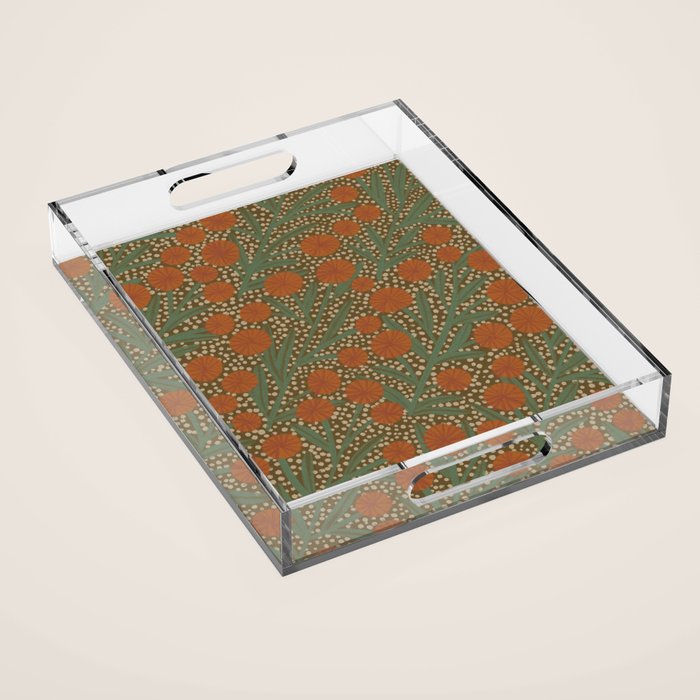 Summer Garden / Green & Orange Acrylic Tray Gallery Image 1