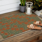 Summer Garden / Green & Orange Outdoor Rug Gallery Image 2
