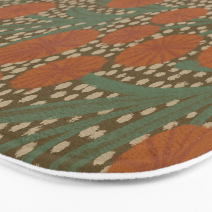 Summer Garden / Green & Orange Bath Mat Gallery Image 3