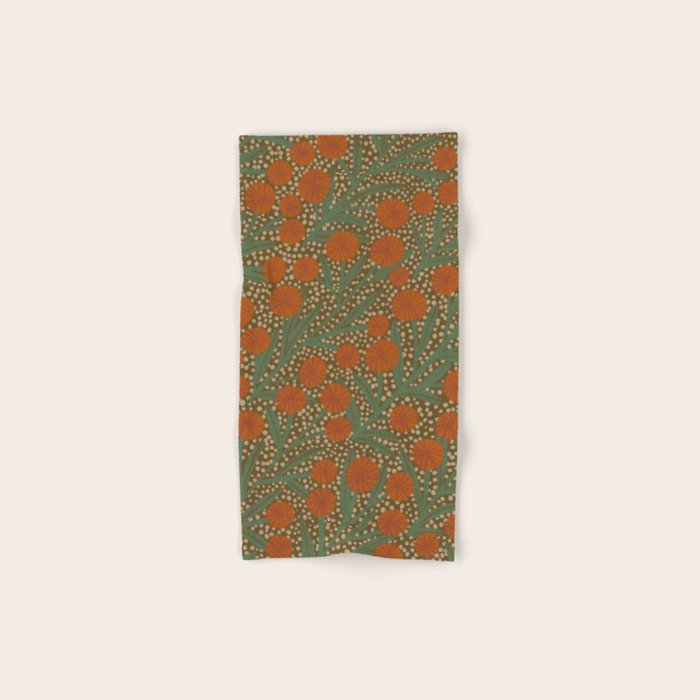 Summer Garden / Green & Orange Bath Towel Gallery Image 1