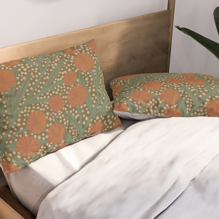 Summer Garden / Green & Orange Pillow Sham Gallery Image 2