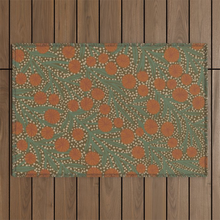 Summer Garden / Green & Orange Outdoor Rug Gallery Image 1
