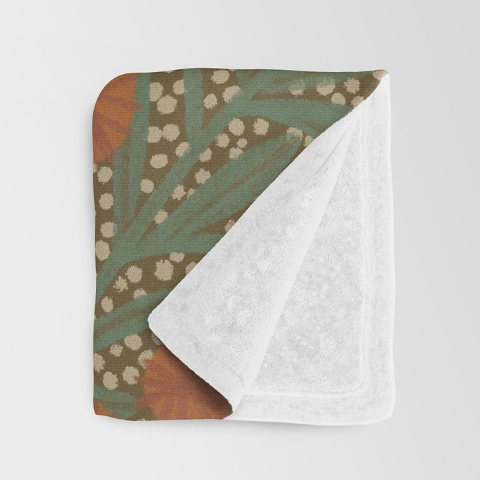 Summer Garden / Green & Orange Throw Blanket Gallery Image 3