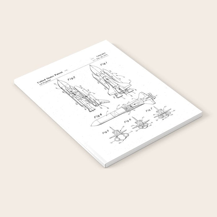 Nasa Space Shuttle Patent - Nasa Shuttle Art - Black And White Notebook Gallery Image 2