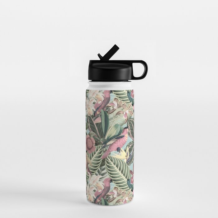 Vintage & Shabby Chic - Sepia Pink Tropical Bird Summer Garden Water Bottle Gallery Image 1