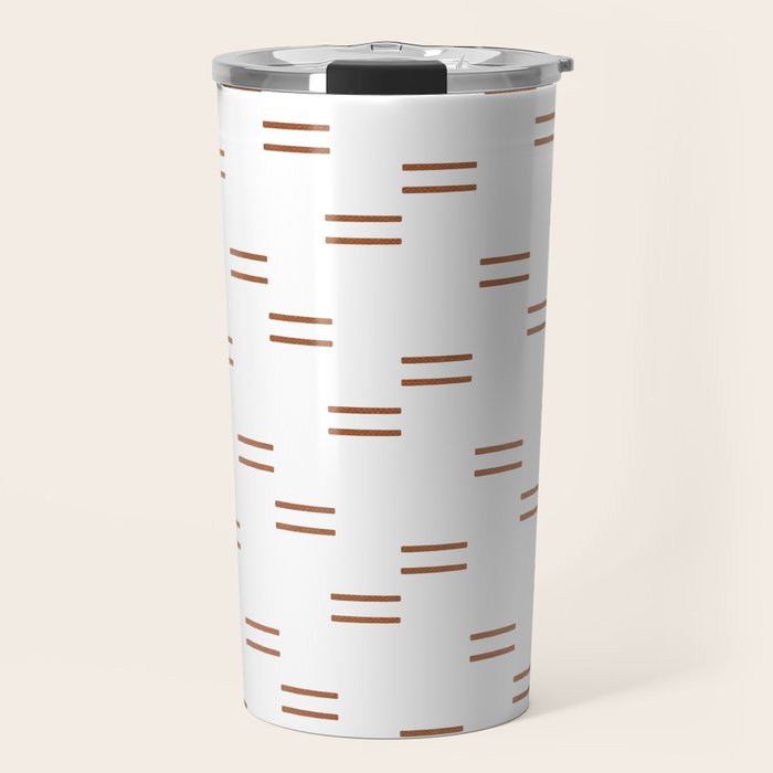 double dash in burnt orange on white Travel Mug Gallery Image 1