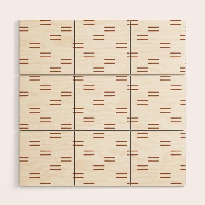 double dash in burnt orange on white Wood Wall Art Gallery Image 1