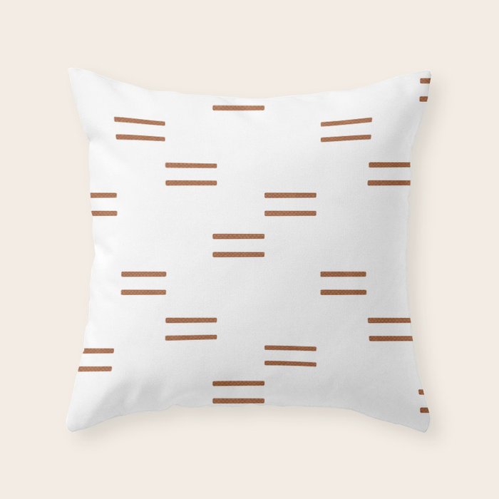 double dash in burnt orange on white Throw Pillow Gallery Image 6