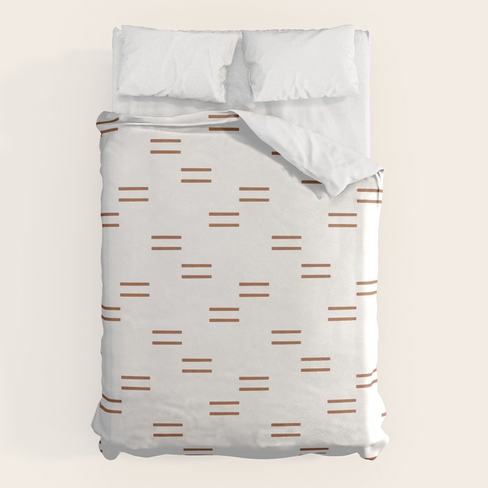 double dash in burnt orange on white Duvet Cover Gallery Image 6
