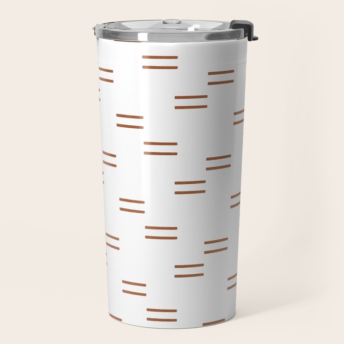 double dash in burnt orange on white Travel Mug Gallery Image 2