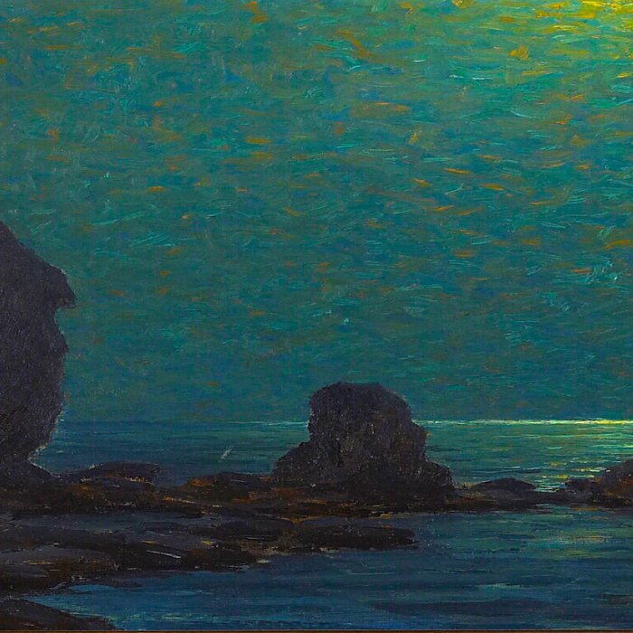 Granville Redmond Catalina Island Coast Under a Moonlit Sky Oil Painting Vintage American Art Coffee Mug Gallery Image 2