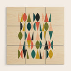 Mid Century Modern Abstract Colorful Shapes Funky Cool Minimalist Pattern Wood Wall Art Gallery Image 1