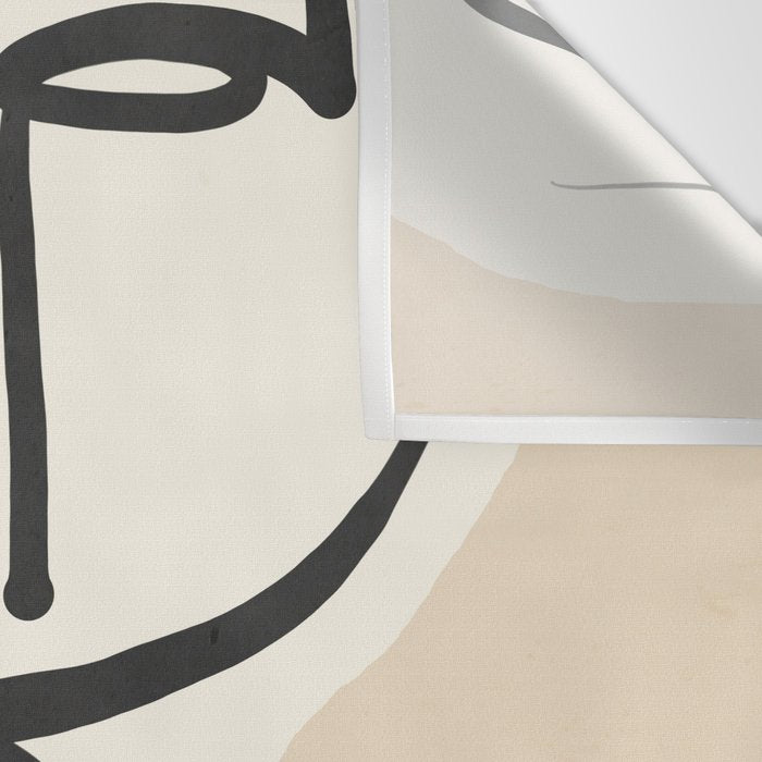 Lady Portrait Abstract Minimal  Line Art 3 Wall Tapestry Gallery Image 3