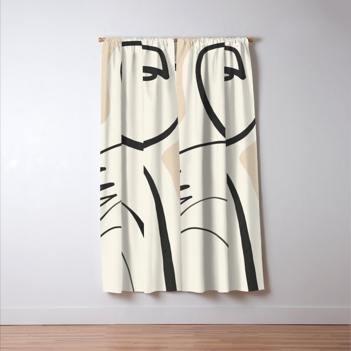 Lady Portrait Abstract Minimal  Line Art 3 Window Curtain Gallery Image 3