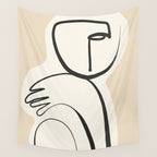 Lady Portrait Abstract Minimal  Line Art 3 Wall Tapestry Gallery Image 4