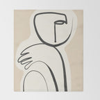Lady Portrait Abstract Minimal  Line Art 3 Throw Blanket Gallery Image 2