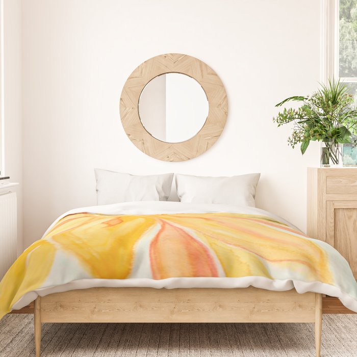 Sunburst Yellow and Orange Abstract Watercolor Flower Duvet Cover Gallery Image 3