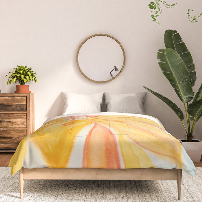 Sunburst Yellow and Orange Abstract Watercolor Flower Comforter Gallery Image 3