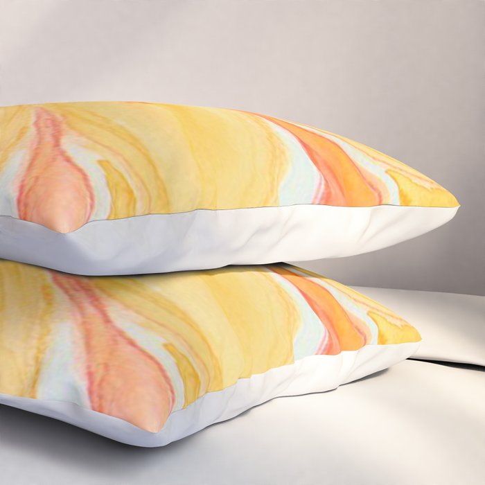 Sunburst Yellow and Orange Abstract Watercolor Flower Pillow Sham Gallery Image 3