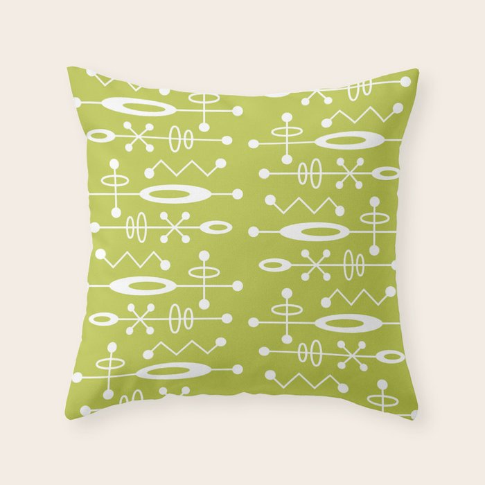 Mid Century Modern Radioactive Surfer 251 Chartreuse Throw Pillow Gallery Image 6