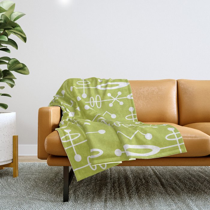 Mid Century Modern Radioactive Surfer 251 Chartreuse Throw Blanket Gallery Image 1