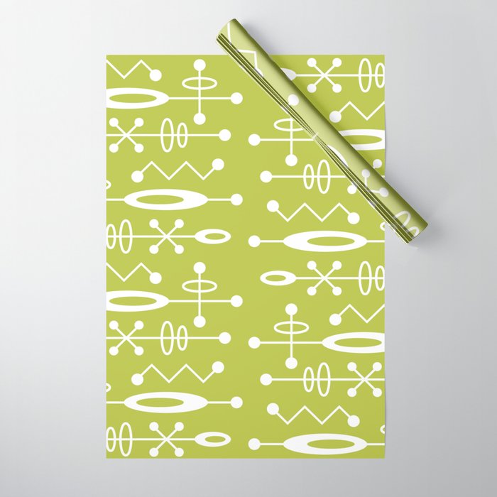 Mid Century Modern Radioactive Surfer 251 Chartreuse Wrapping Paper Gallery Image 1