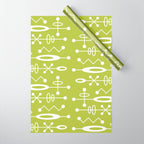 Mid Century Modern Radioactive Surfer 251 Chartreuse Wrapping Paper Gallery Image 1