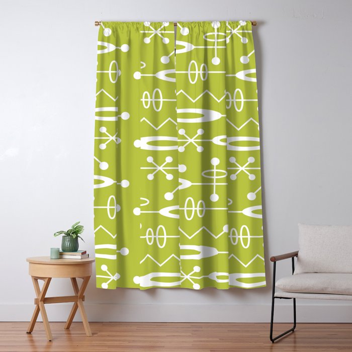 Mid Century Modern Radioactive Surfer 251 Chartreuse Window Curtain Gallery Image 1