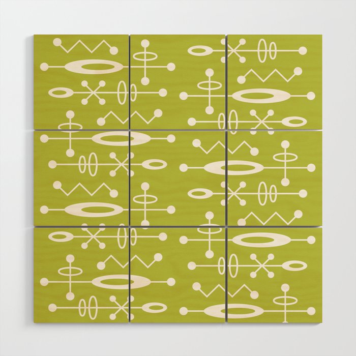 Mid Century Modern Radioactive Surfer 251 Chartreuse Wood Wall Art Gallery Image 1