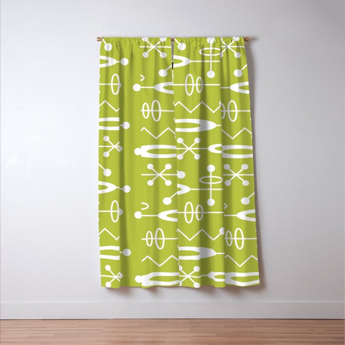 Mid Century Modern Radioactive Surfer 251 Chartreuse Window Curtain Gallery Image 3