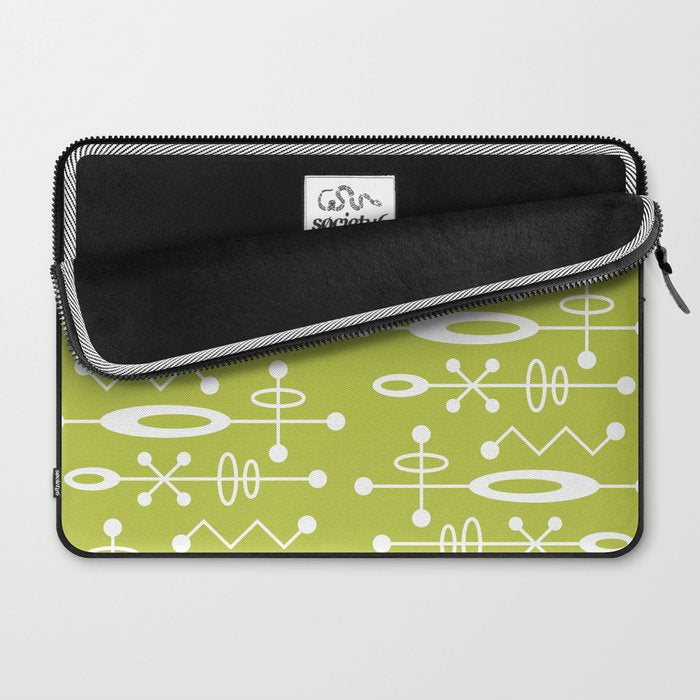 Mid Century Modern Radioactive Surfer 251 Chartreuse Laptop Sleeve Gallery Image 2
