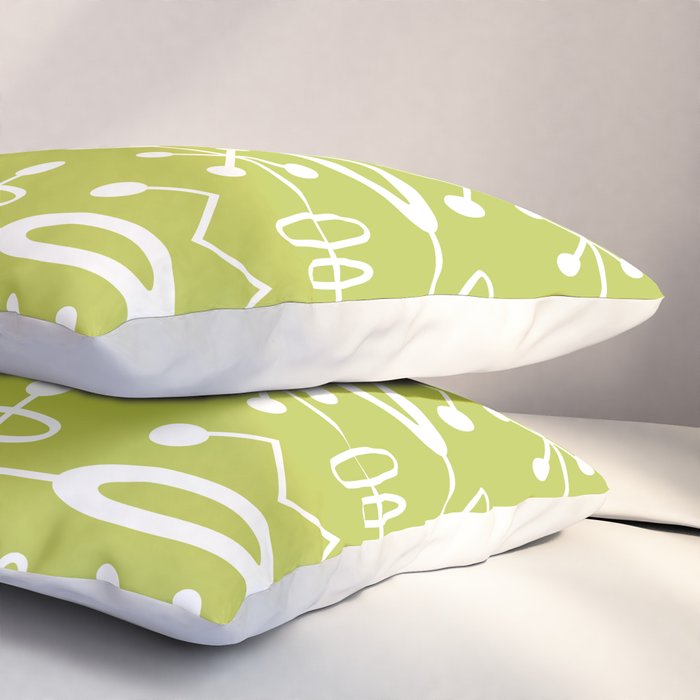 Mid Century Modern Radioactive Surfer 251 Chartreuse Pillow Sham Gallery Image 3