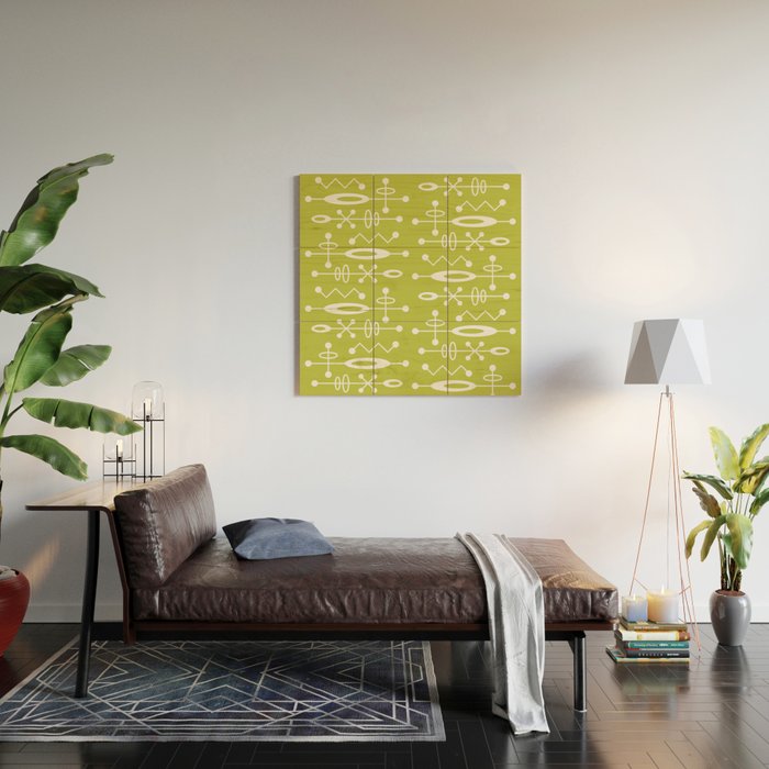 Mid Century Modern Radioactive Surfer 251 Chartreuse Wood Wall Art Gallery Image 2