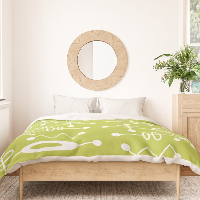 Mid Century Modern Radioactive Surfer 251 Chartreuse Duvet Cover Gallery Image 3