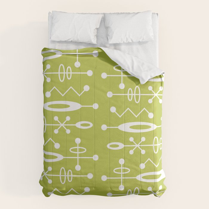 Mid Century Modern Radioactive Surfer 251 Chartreuse Comforter Gallery Image 6