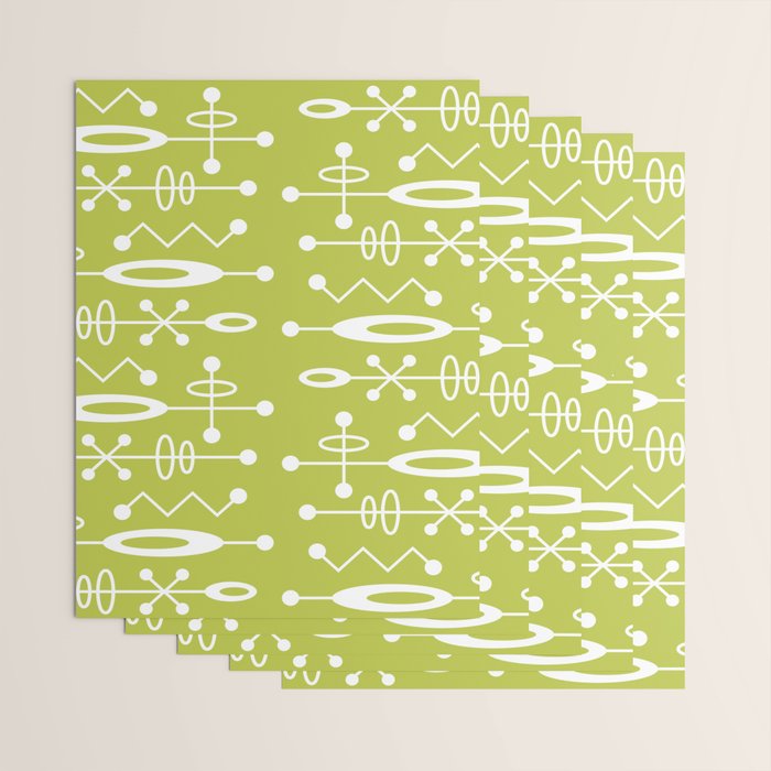 Mid Century Modern Radioactive Surfer 251 Chartreuse Wrapping Paper Gallery Image 3