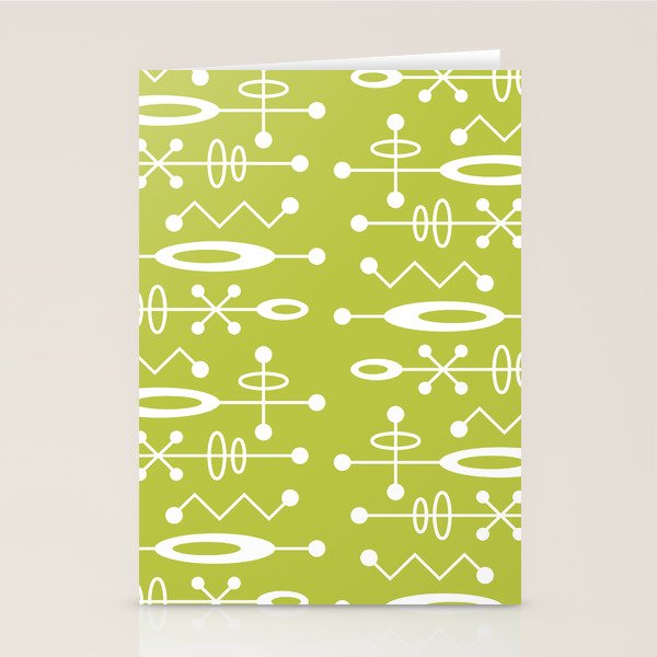 Mid Century Modern Radioactive Surfer 251 Chartreuse Stationery Card Gallery Image 1