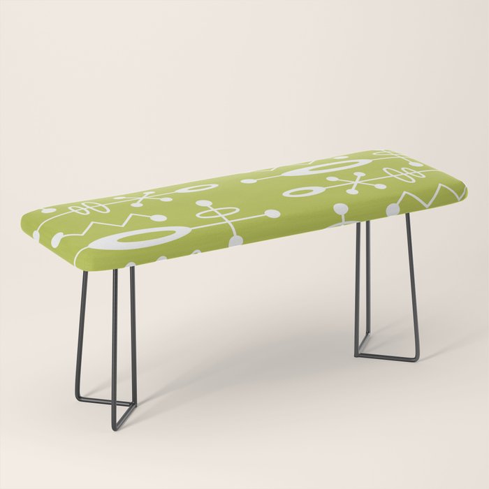 Mid Century Modern Radioactive Surfer 251 Chartreuse Bench Gallery Image 1