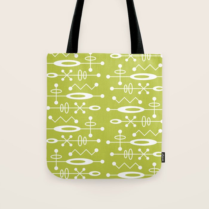Mid Century Modern Radioactive Surfer 251 Chartreuse Tote Bag Gallery Image 1