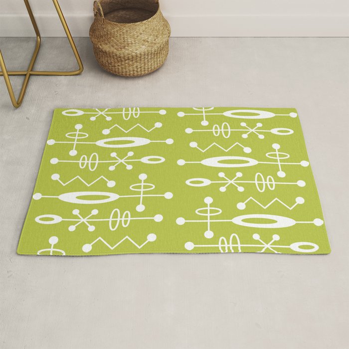 Mid Century Modern Radioactive Surfer 251 Chartreuse Rug Gallery Image 1
